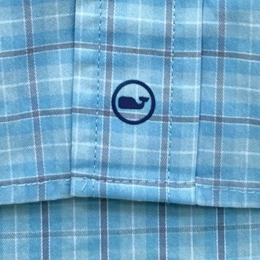 Vineyard Vines OTG Blue Size XL Shirt Plaid On The Go Button Down Performance